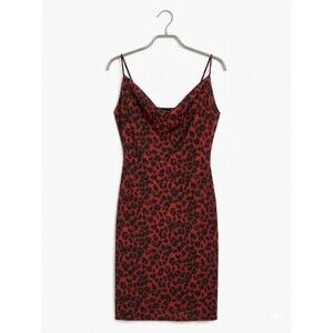 Red Leopard Slip Dress L Woven Iris Y2K Grunge Rockabilly Aesthetic Barbiecore